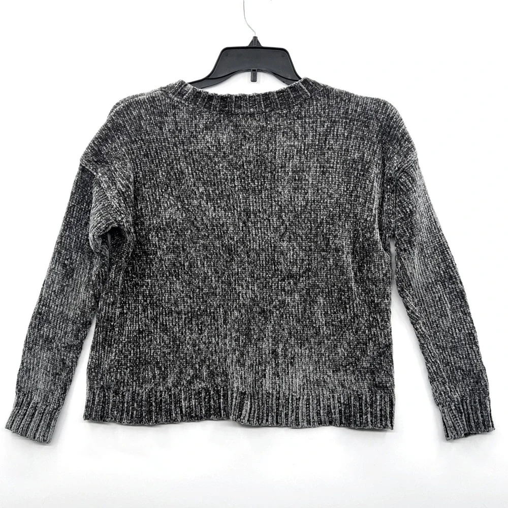 Aerie Women's Chenille Metallic Thread Pullover Sweater Gray Green S Soft Cozy - Picture 3 of 6